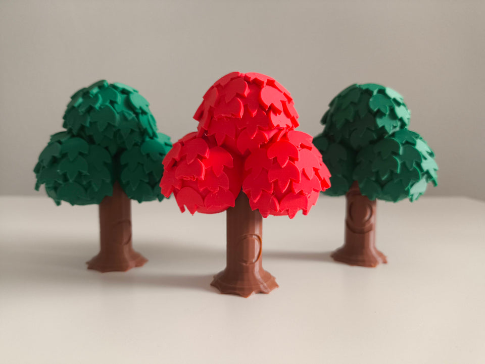 Casa 3D estilo isleño – 25 cm con árboles y puerta que se abre